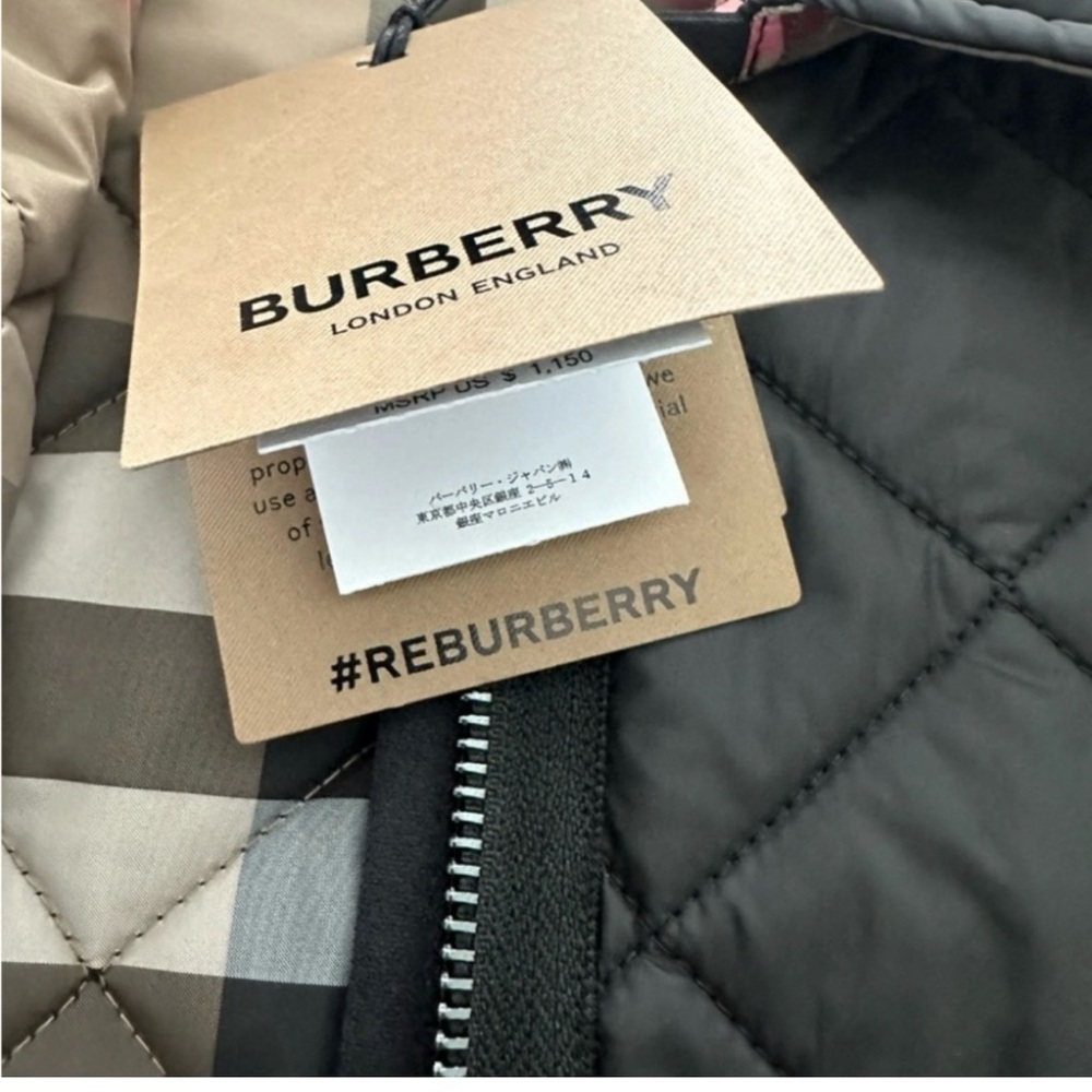 New! Burberry Black  Quilted Jacket - Picture 4 of 6